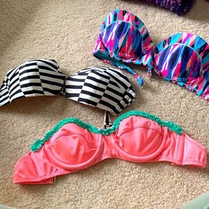 3 strapless bathing suit tops